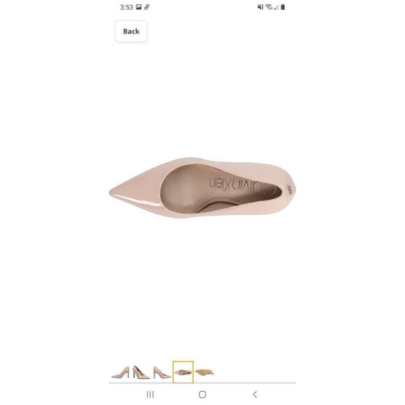 New 10M Calvin Klein Latte Attie Pointed Toe Triangle Heel Pump High Heel Shoes - Picture 4 of 12